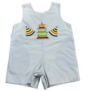 Baby Boys Birthday Romper 12M by Sir John - Light Blue with Colorful Cake & Hat